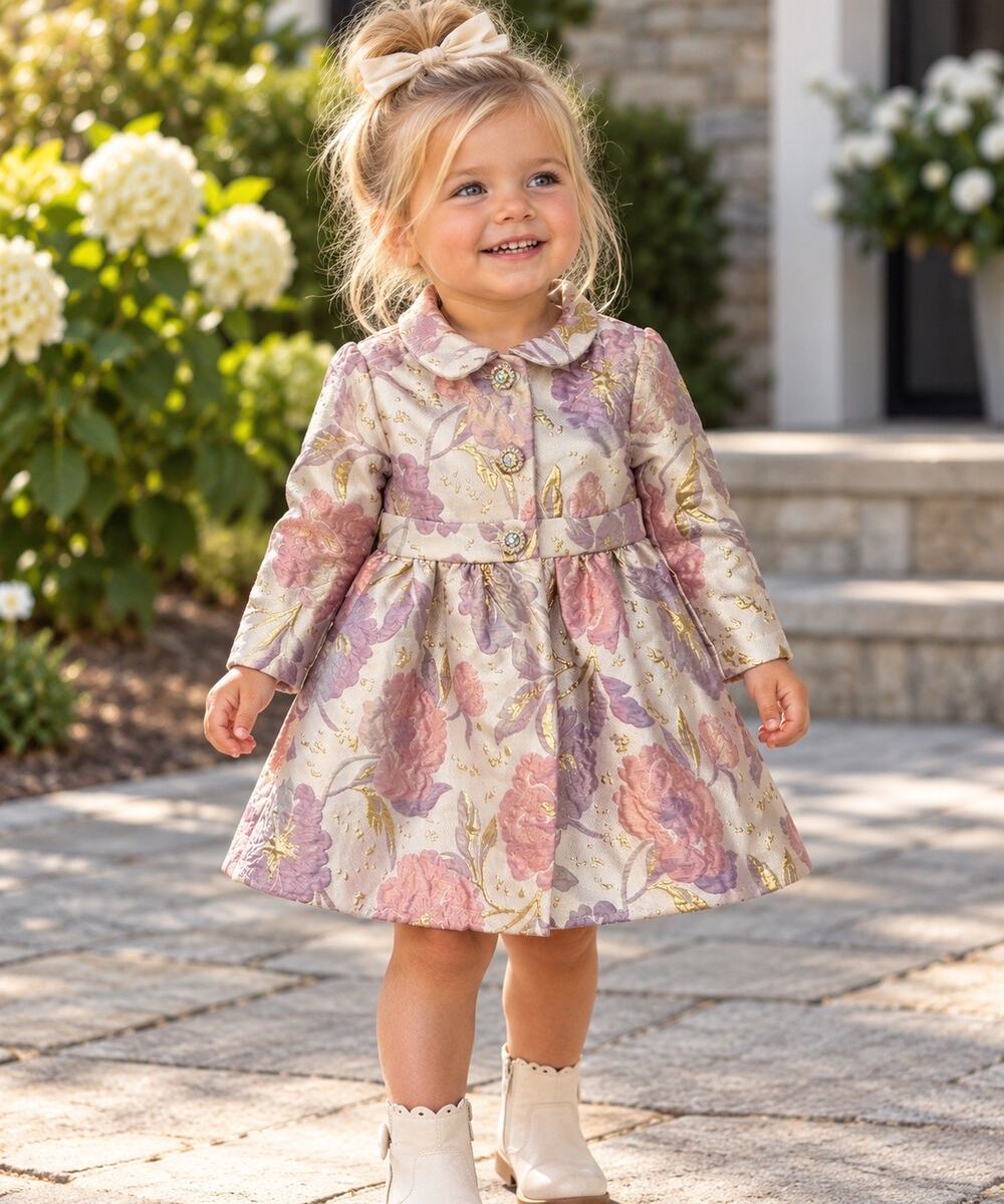 Blueberi Boulevard Baby Girls' Printed Brocade Coat size 3T purple